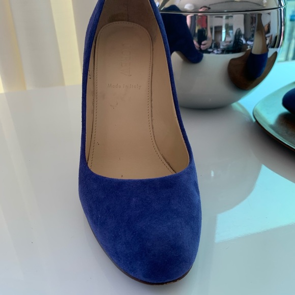 J. Crew Iris Blue Leather Suede Pump Stiletto Heel - Picture 9 of 15